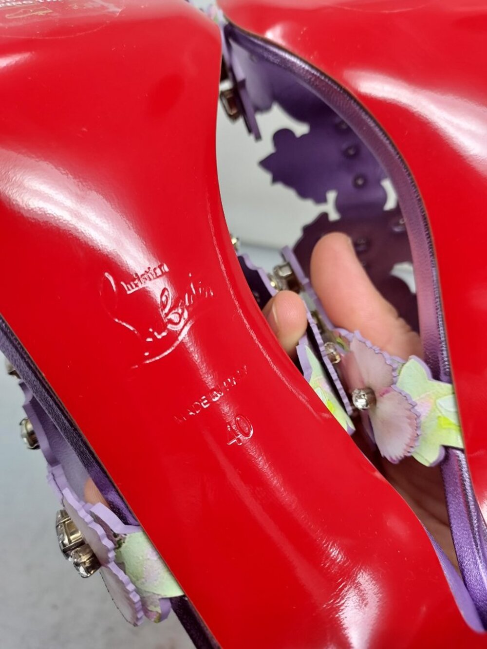 Christian Louboutin Purple Flora Jewel Heel Sandal - Picture 5 of 11